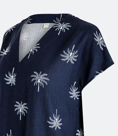 Blusa Manga Corta en Viscosa Twill con Cocoteros Estampados 7