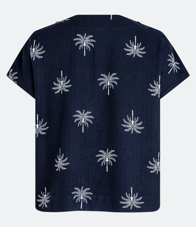 Blusa Manga Corta en Viscosa Twill con Cocoteros Estampados 8