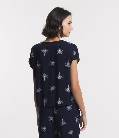 Blusa Manga Corta en Viscosa Twill con Cocoteros Estampados 5