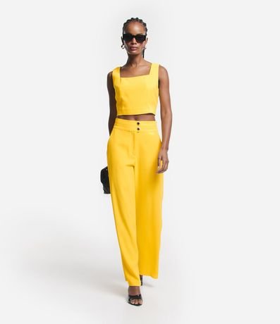 Blusa Cropped en Crepé con Breteles Anchos 2