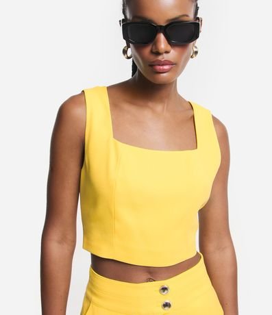 Blusa Cropped en Crepé con Breteles Anchos 5
