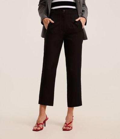 Pantalón Carrot Sastrería con Cintura Alta y Botón Contrastante 3