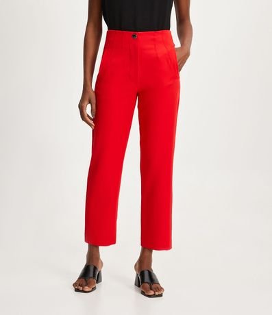 Pantalón Carrot Sastrería con Cintura Alta y Botón Contrastante 2