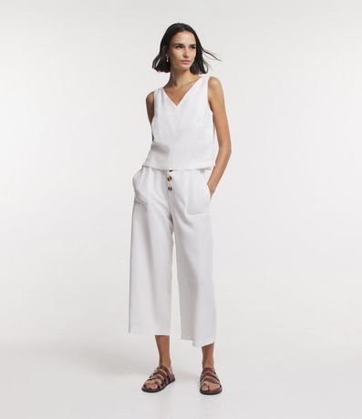 Pantalón Pantalona en Viscosa Cintura Mediana con Botones y Bolsillos 1