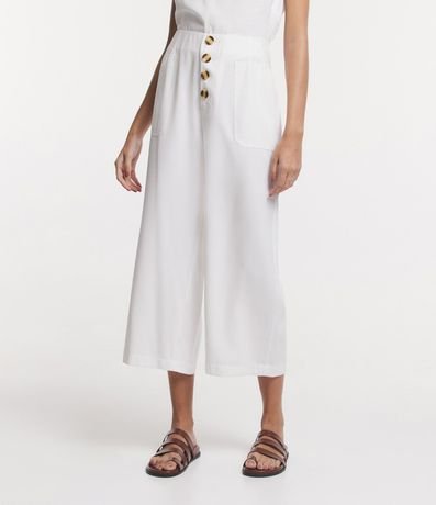 Pantalón Pantalona en Viscosa Cintura Mediana con Botones y Bolsillos 2