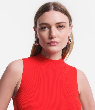 Blusa Musculosa Básica de Punto con Cuello Alto 3