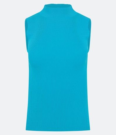 Blusa Musculosa Básica de Punto con Cuello Alto