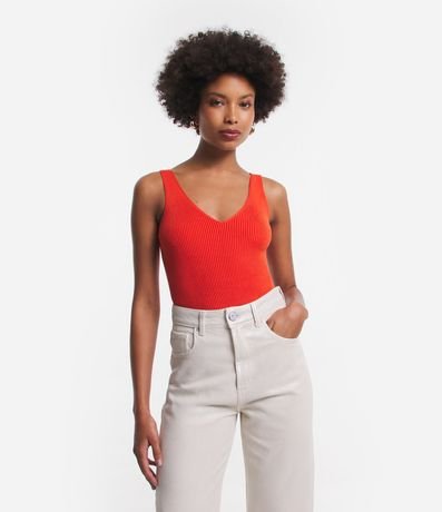 Blusa Musculosa en Tejido de Punto Acanelada 3