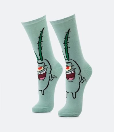 Media Caña Larga en Algodón con Estampa de Plankton