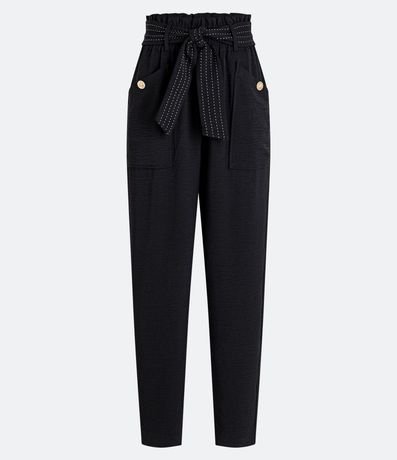Pantalón Pantacourt Texturizado con Cinturón de Tela Pespuntado 5