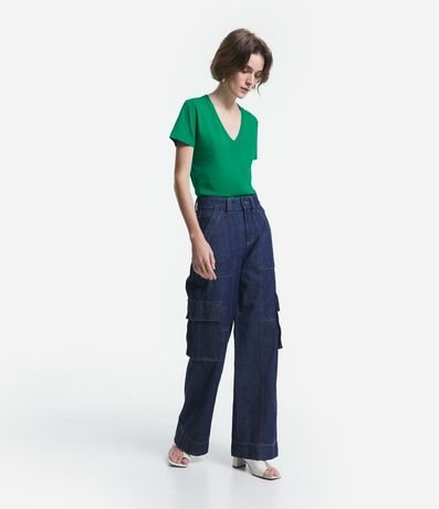 Blusa Básica en Algodón con Escote V 2