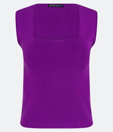 Blusa Cropped en Punto con Escote Cuadrado 5