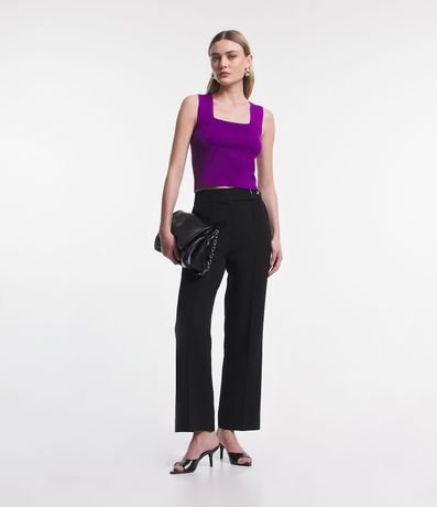 Blusa Cropped en Punto con Escote Cuadrado 2