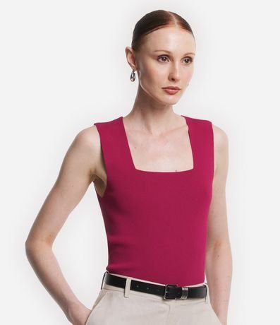 Blusa Cropped en Punto con Escote Cuadrado 2