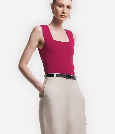 Blusa Cropped en Punto con Escote Cuadrado 3