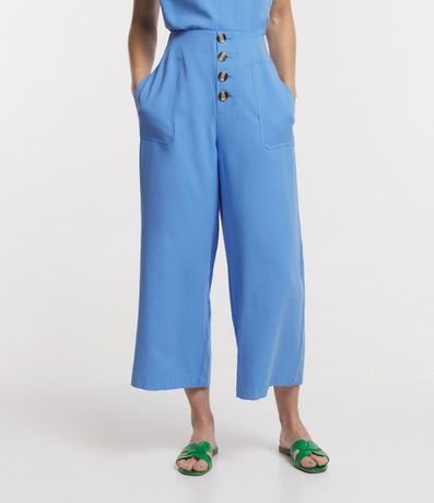 Pantalón Pantalona en Viscosa Cintura Mediana con Botones y Bolsillos 2