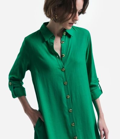 Vestido Chemise Alargado en Viscolino con Botones Contrastantes 4