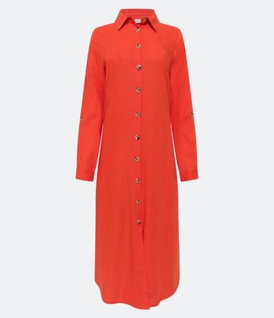 Vestido Chemise Alargado en Viscolino con Botones Contrastantes 6