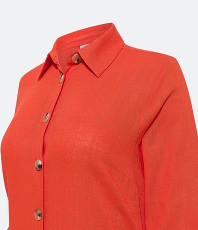 Vestido Chemise Alargado en Viscolino con Botones Contrastantes 7