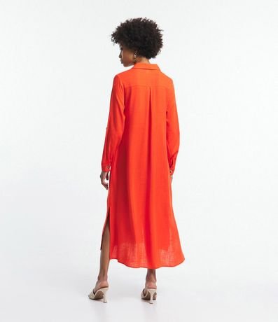 Vestido Chemise Alargado en Viscolino con Botones Contrastantes 4