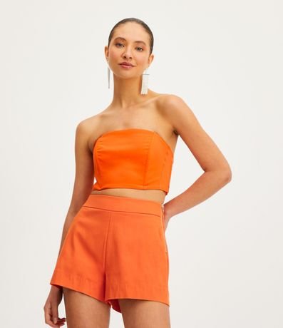 Blusa Cropped en Bengalina sin Breteles 1