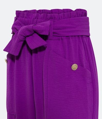 Pantalón Pantacourt Texturizado con Cinturón de Tela Pespuntado 7