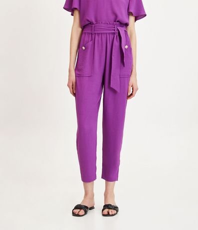 Pantalón Pantacourt Texturizado con Cinturón de Tela Pespuntado 2