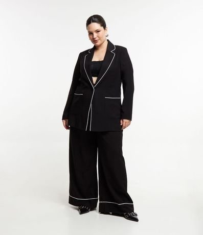 Pantalón Wide Leg en Viscosa con Contrastes Curve & Plus Size 6