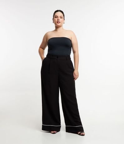 Pantalón Wide Leg en Viscosa con Contrastes Curve & Plus Size 7