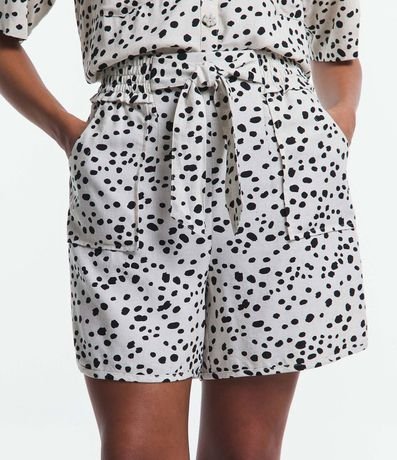 Short Runner Cintura Média en Viscolino con Estampa de Lunares 2