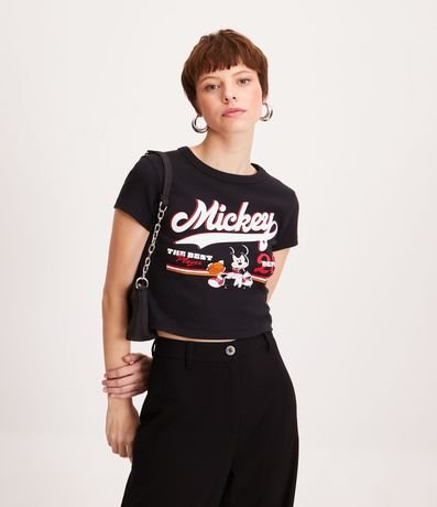 Blusa Cropped en Media Malla con Estampado Mickey Basketballer 1