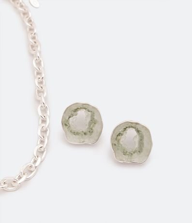 Conjunto de Collar y Caravana con Colgante en Formato Piedra Picada