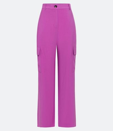 Pantalón Cargo Cintura Mediana en Viscosa con Bolsillos Utilitarios 6