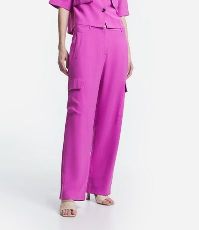 Pantalón Cargo Cintura Mediana en Viscosa con Bolsillos Utilitarios 2