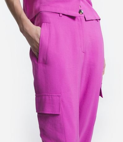 Pantalón Cargo Cintura Mediana en Viscosa con Bolsillos Utilitarios 5