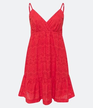 Vestido Corto en Laise con Textura de Flores y Volado en el Bajo 5