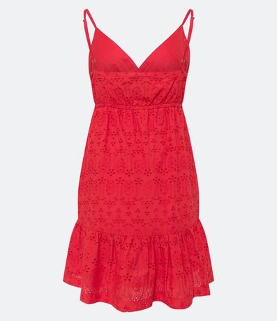 Vestido Corto en Laise con Textura de Flores y Volado en el Bajo 7