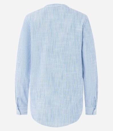 Camisa Manga Larga en Viscolino Rayado con Hilo Tinto 9