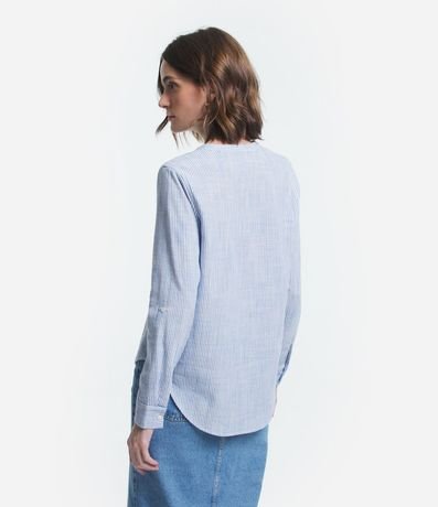 Camisa Manga Larga en Viscolino Rayado con Hilo Tinto 7