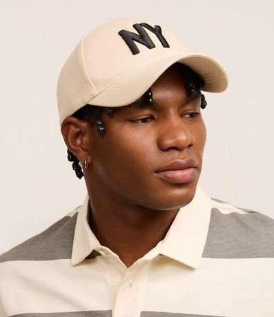 Gorra Ala Curva de Algodón Bordado New York 6