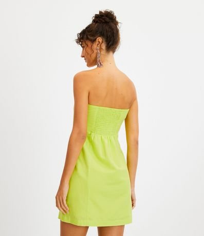 Vestido Corto en Lino con Bolsillos y Bordado Tropical 3