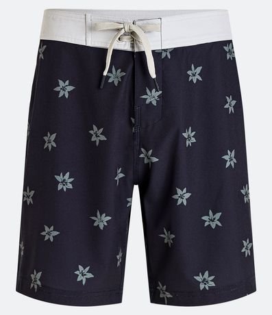 Bermuda Boardshort con Cintura Fija Contrastante y Estampa de Lirios 6