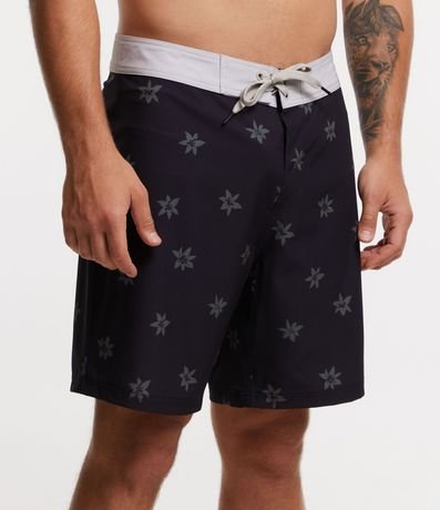 Bermuda Boardshort con Cintura Fija Contrastante y Estampa de Lirios 2