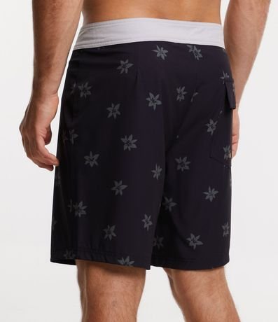 Bermuda Boardshort con Cintura Fija Contrastante y Estampa de Lirios 3