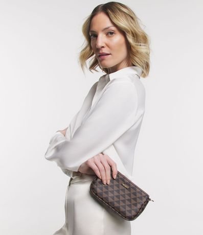 Bolsa Transversal en PU con Estampa Triángulo y Breteles en Cadena 8