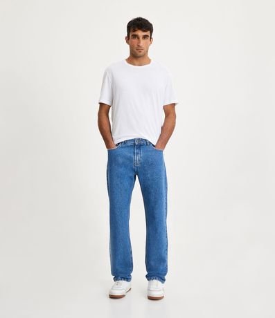 Pantalón Recto Jeans con Bolsillos