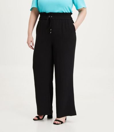 Pantalón Pantalona en Crepé con Cintura Elástica y Lazo Curve & Plus Size 2