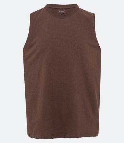 Musculosa en Algodón con Cuello Redondo y Tag en el Bajo