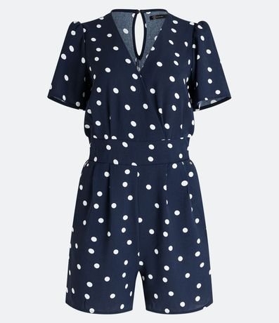 Enterito Manga Corta Ajustado a la Cintura Estampado de Lunares