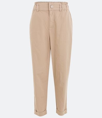 Pantalón Baggy en Sarga con Cintura Ancha y Botón 5